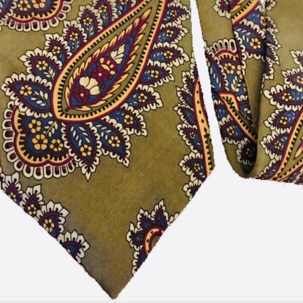 Oscar De La Renta Couture Camel Brown Paisley Tie - Picture 1 of 6